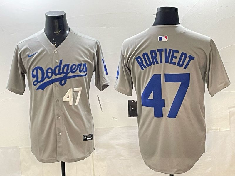 Men 2026 Nike Los Angeles Dodgers #47 Rortvedt Grey Game MLB Jersey 010->los angeles dodgers->MLB Jersey
